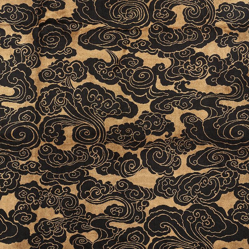Schumacher Sozan Velvet Gold & Onyx Fabric - Image 2