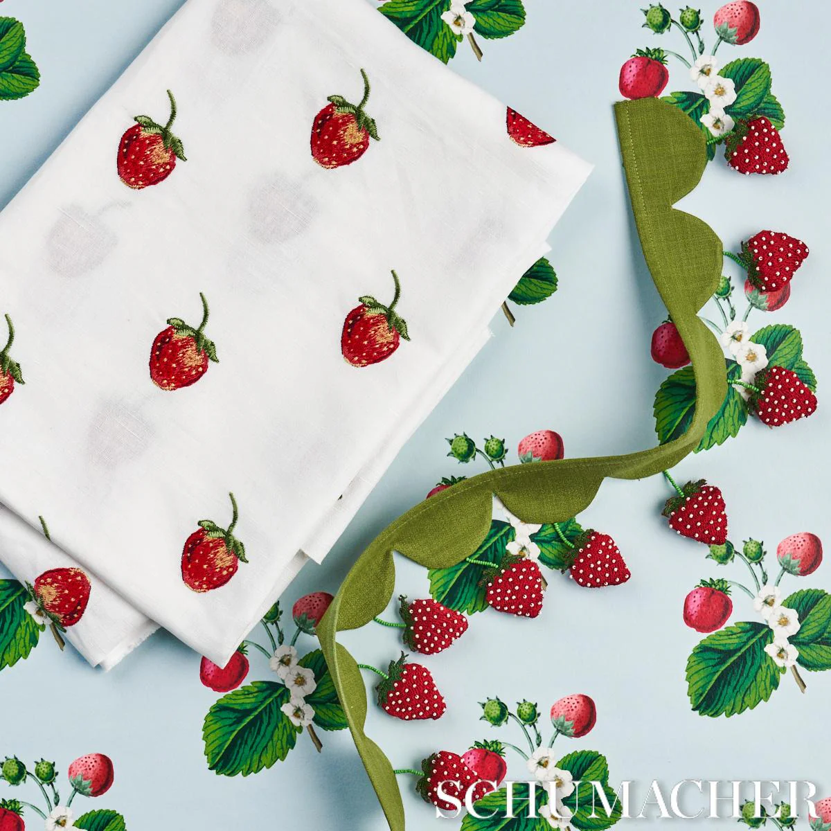 Schumacher Strawberry Hill Blue Wallpaper - Image 6