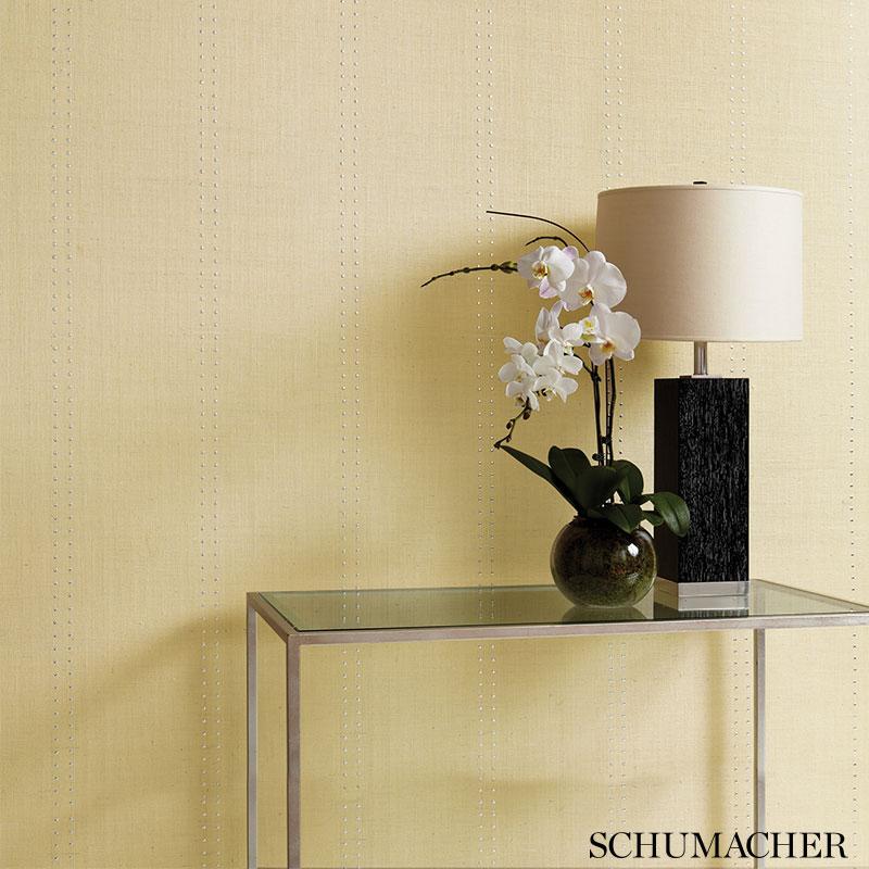 Schumacher Stud Stripe Ivory / Silver Wallpaper - Image 4