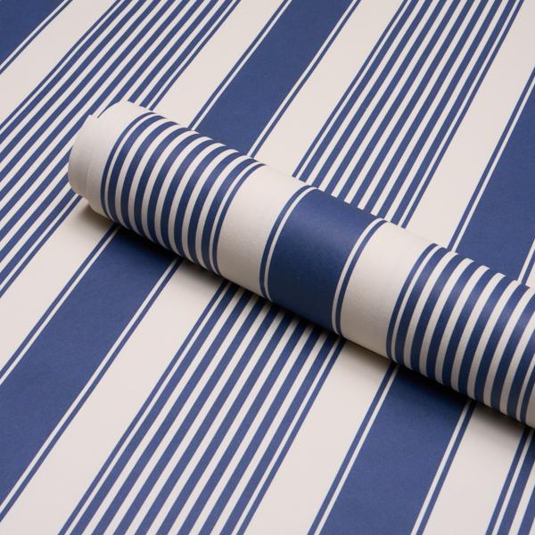 Schumacher Summerville Stripe Indigo Wallpaper - Image 4