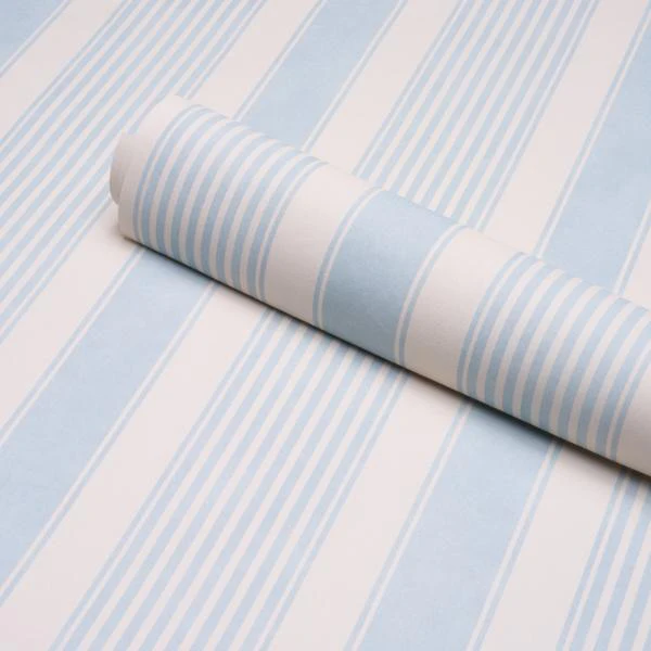 Schumacher Summerville Stripe Sky Wallpaper - Image 4