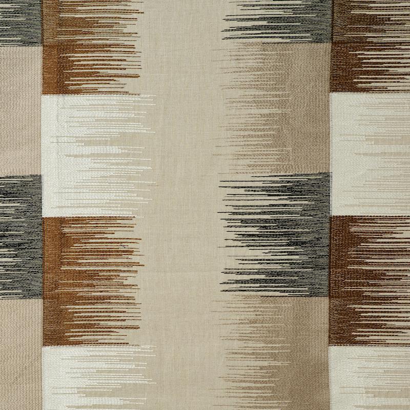 Schumacher Sunburst Stripe Embroidery Black & Neutral Fabric - Image 2