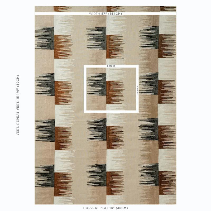 Schumacher Sunburst Stripe Embroidery Black & Neutral Fabric - Image 3