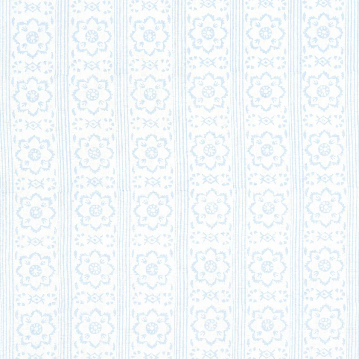 Schumacher Sunda Hand Blocked Print Sky Fabric - Image 2