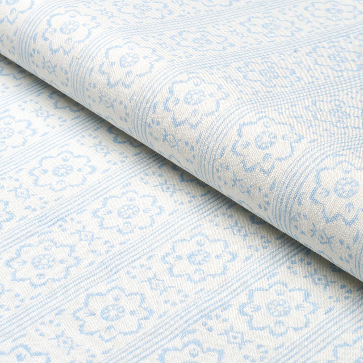 Schumacher Sunda Hand Blocked Print Sky Fabric - Image 5