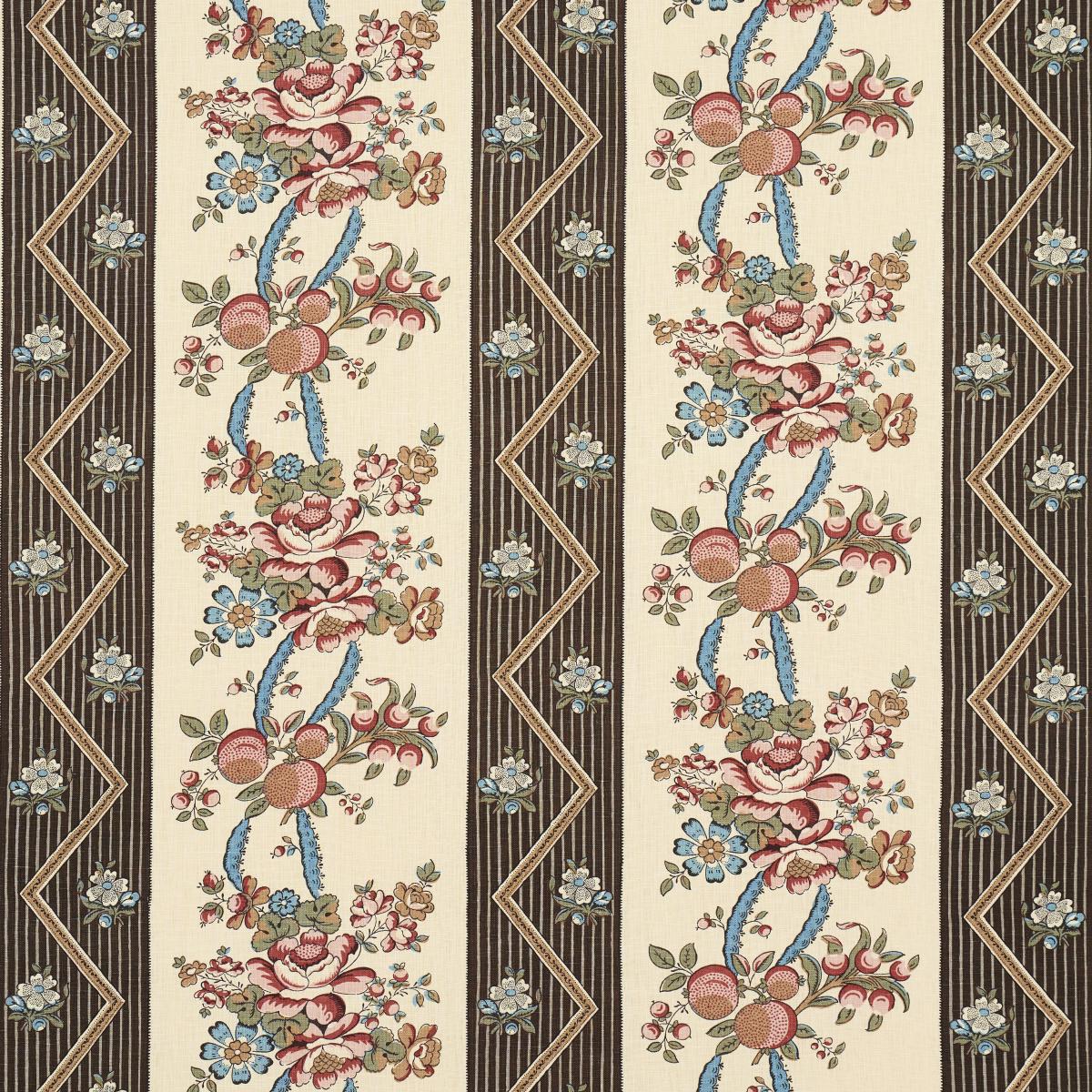 Schumacher Sylvain Floral Stripe Noir Fabric - Image 2