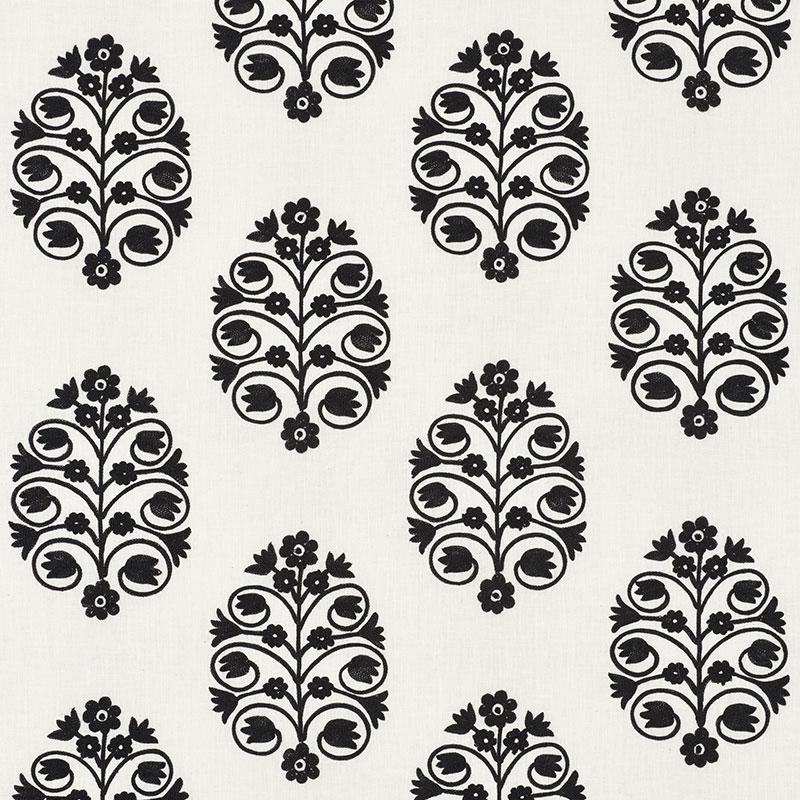 Schumacher Talitha Embroidery Blackwork Fabric