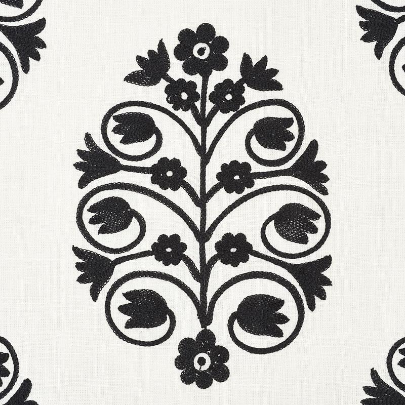 Schumacher Talitha Embroidery Blackwork Fabric - Image 2