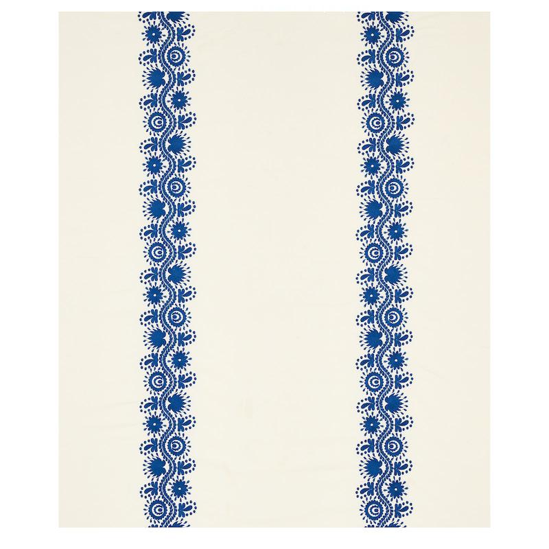 Schumacher Theodora Embroidery Blue Fabric - Image 2