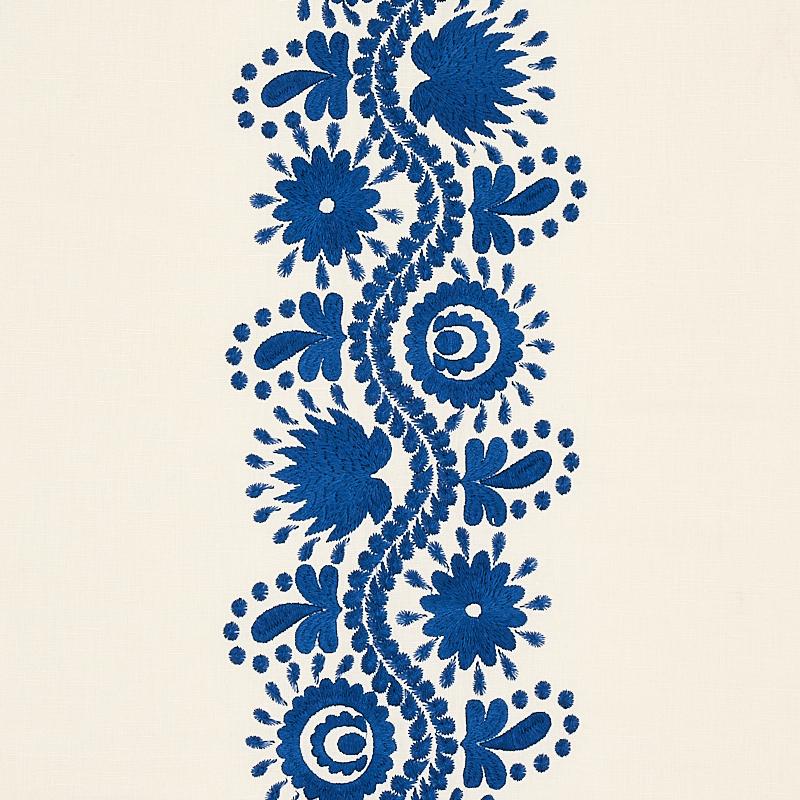Schumacher Theodora Embroidery Blue Fabric - Image 3