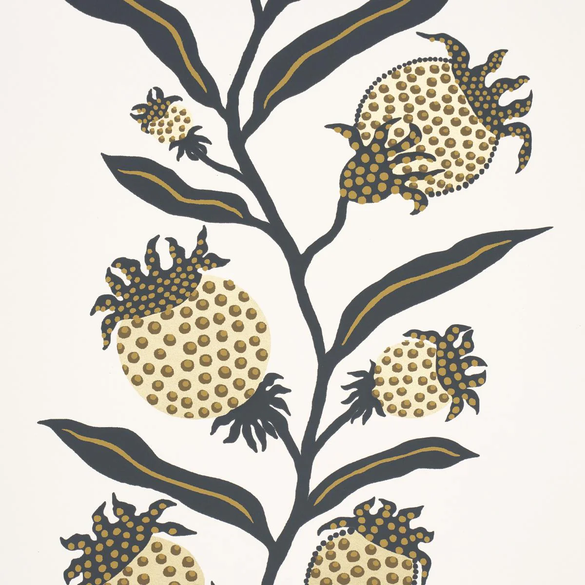 Schumacher Thistle Vine Black & Gold Wallpaper - Image 3