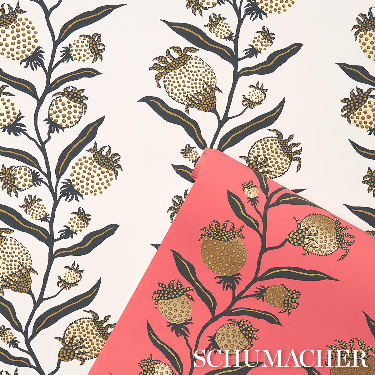 Schumacher Thistle Vine Black & Gold Wallpaper - Image 5