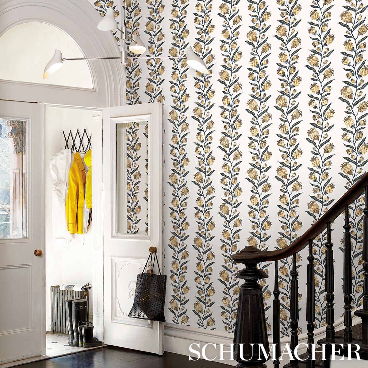 Schumacher Thistle Vine Black & Gold Wallpaper - Image 6