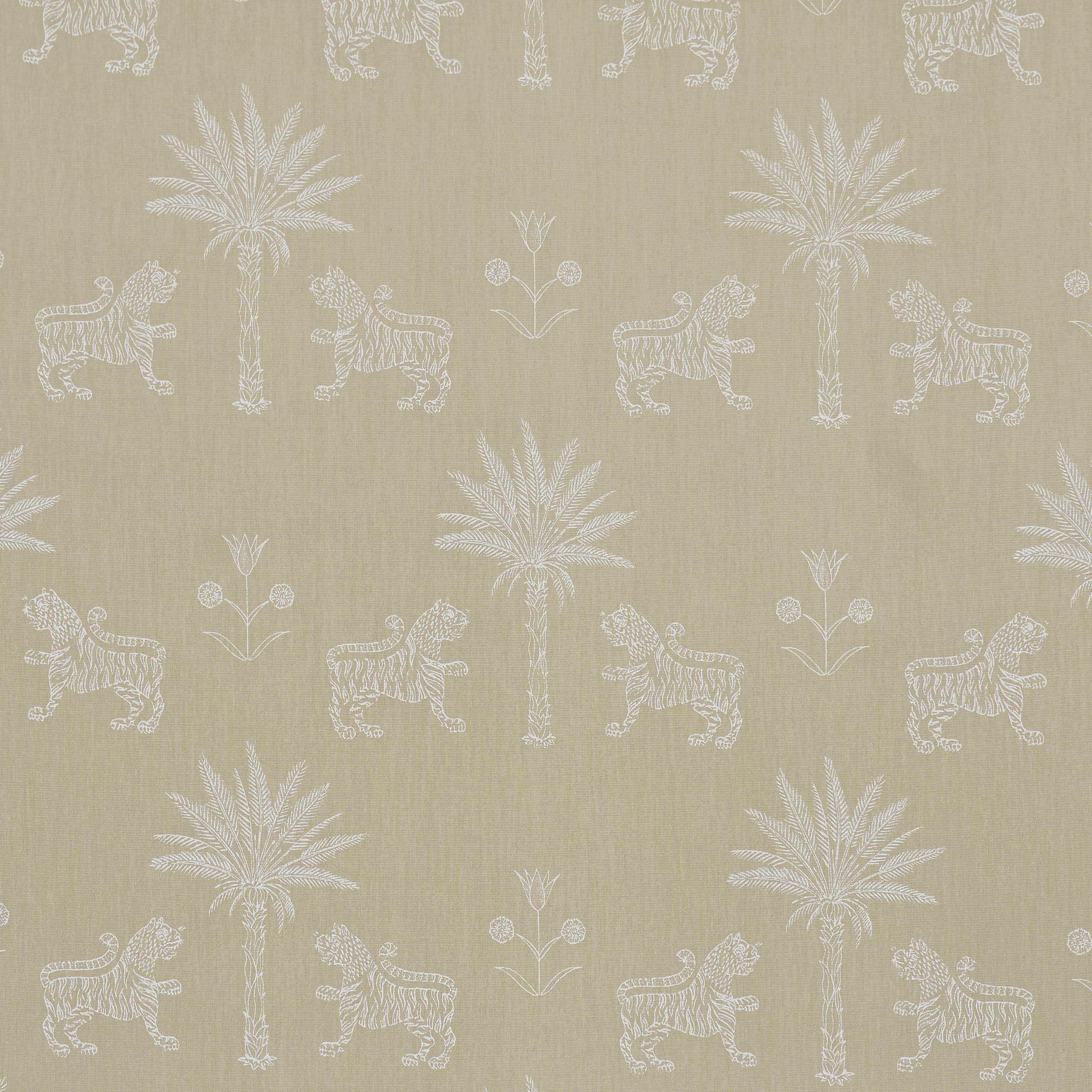 Schumacher Tiger Palm Silhouette Outdoor Mistral Sand Fabric