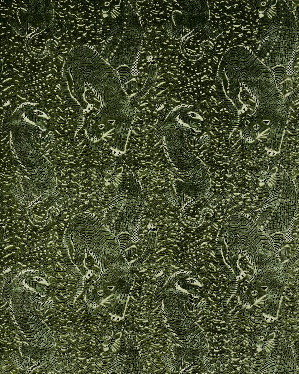 Schumacher Tigress Velvet Malachite Fabric - Image 2
