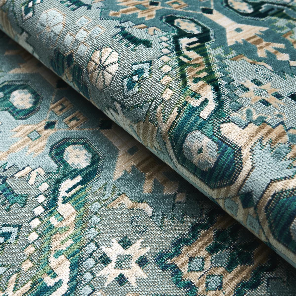 Schumacher Tiraz Velvet Peacock Fabric - Image 4