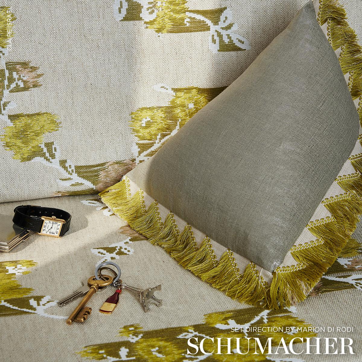 Schumacher Trace Of Connection Silk Mustard Fabric - Image 6
