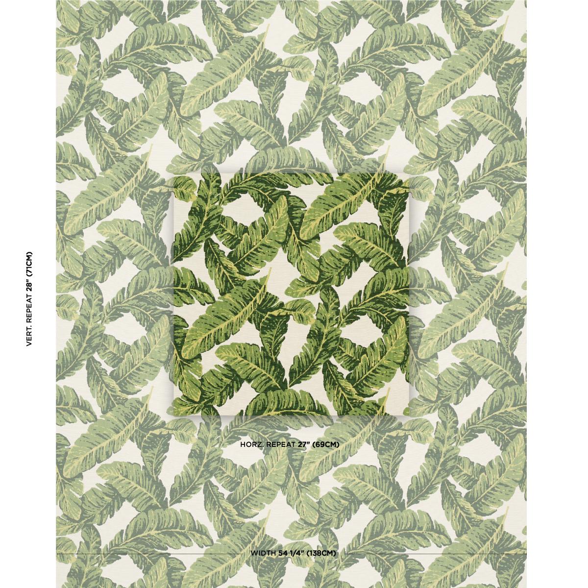 Schumacher Tropical Leaf Indoor/Outdoor Green Fabric - Image 2