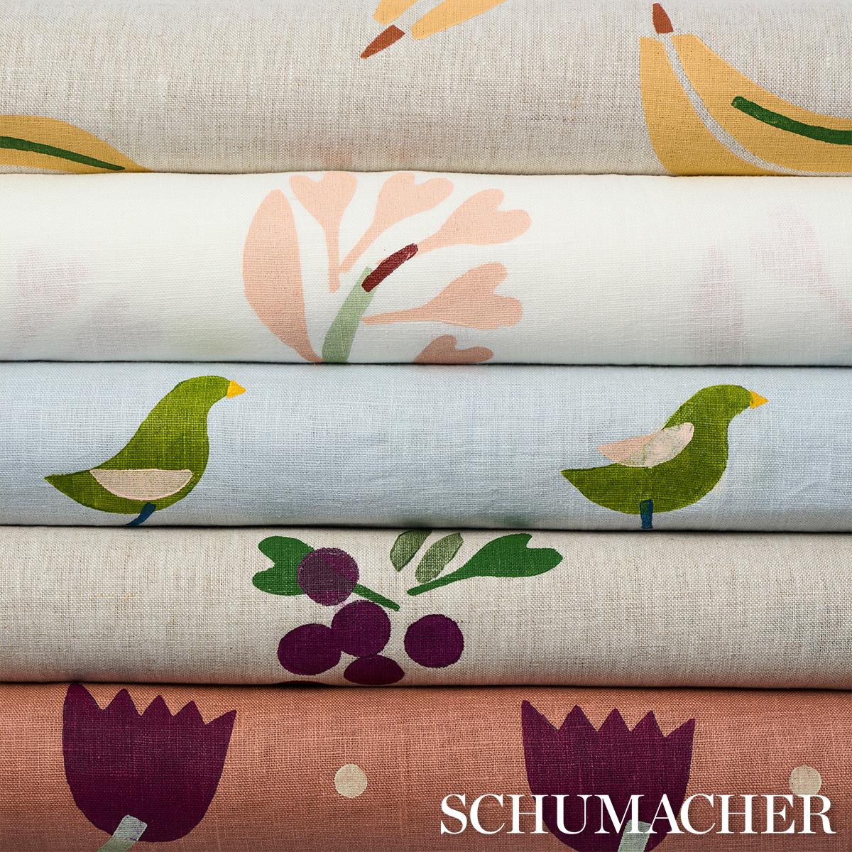 Schumacher Tulip Play Hand Block Print Violet On Rust Fabric - Image 6