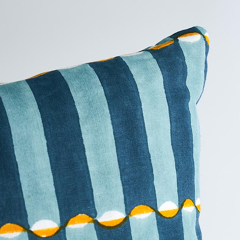 Schumacher Tumeric & Blue 20" X 20" Pattee & Luna Pillow - Image 5