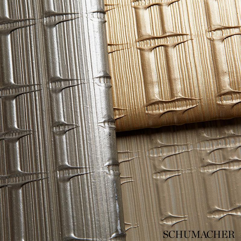 Schumacher Urban Stripe Zinc Wallpaper - Image 2