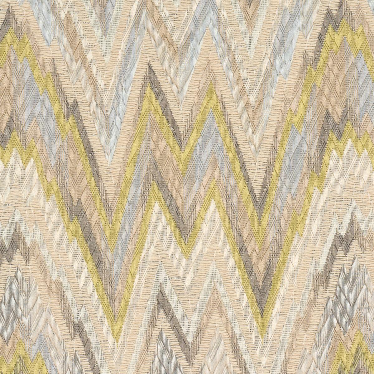 Schumacher Valkyrie Flame Stitch Lemon Sage Fabric - Image 3