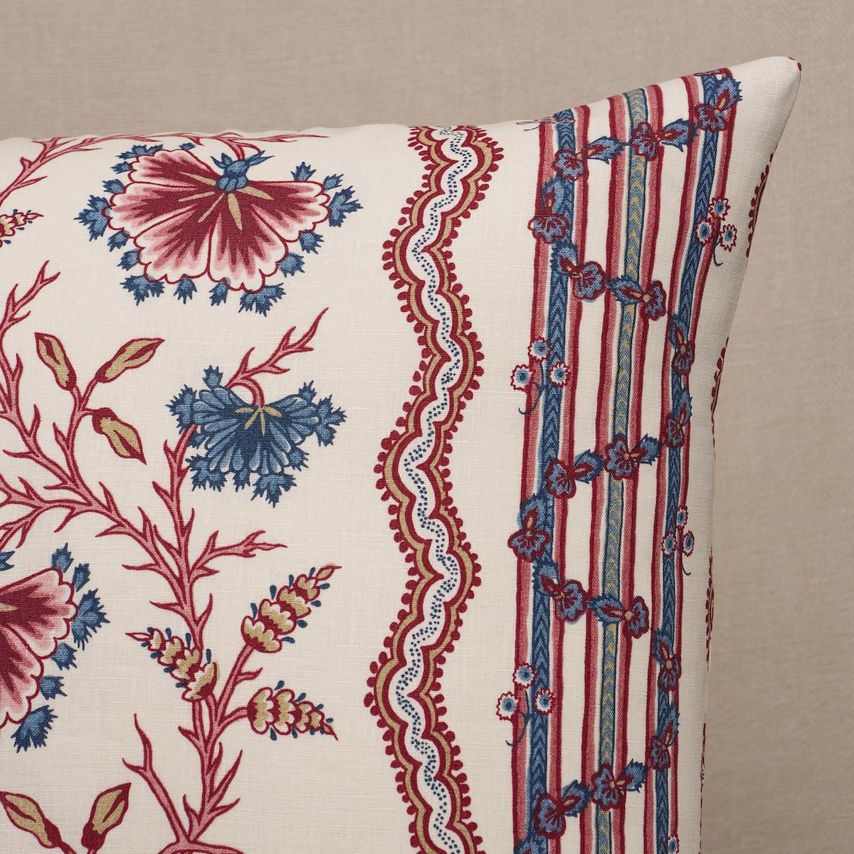 Schumacher Vermillion 18" X 18" Parvati Floral Stripe Pillow - Image 2
