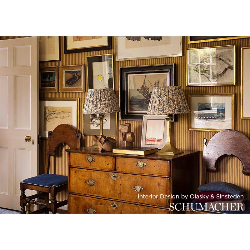 Schumacher Wainscott Linen Stripe Azure Fabric - Image 2