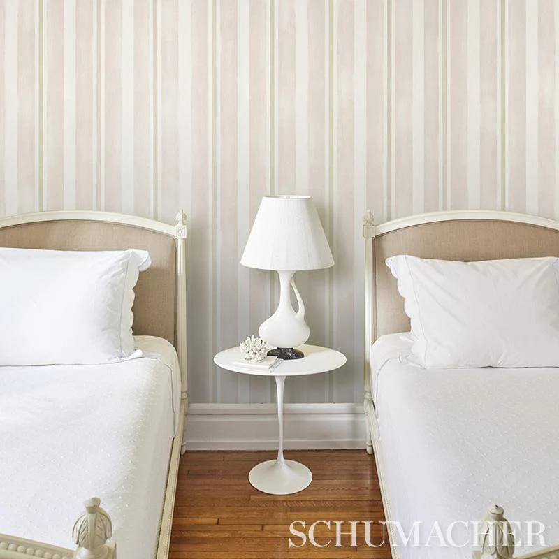 Schumacher Watercolor Stripe Lavender Wallpaper - Image 6