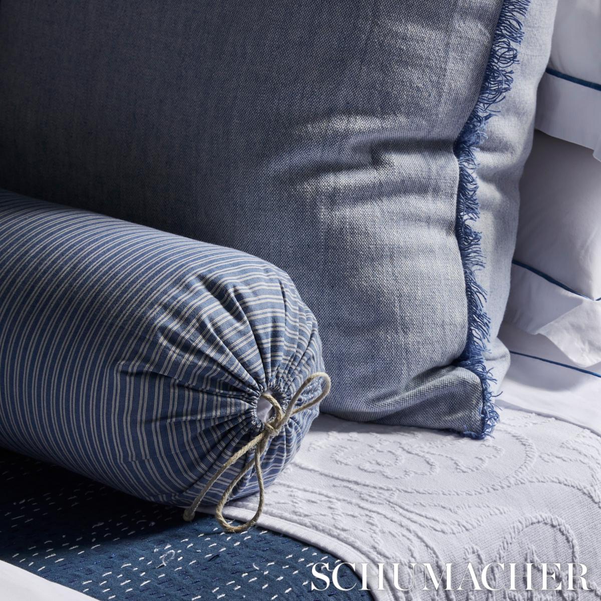 Schumacher Wellfleet Ticking Stripe Pacific Fabric - Image 2