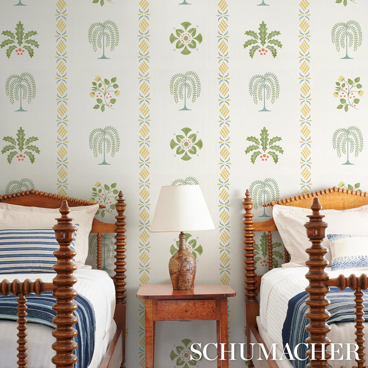 Schumacher Willard House Stencil Green Wallpaper - Image 5