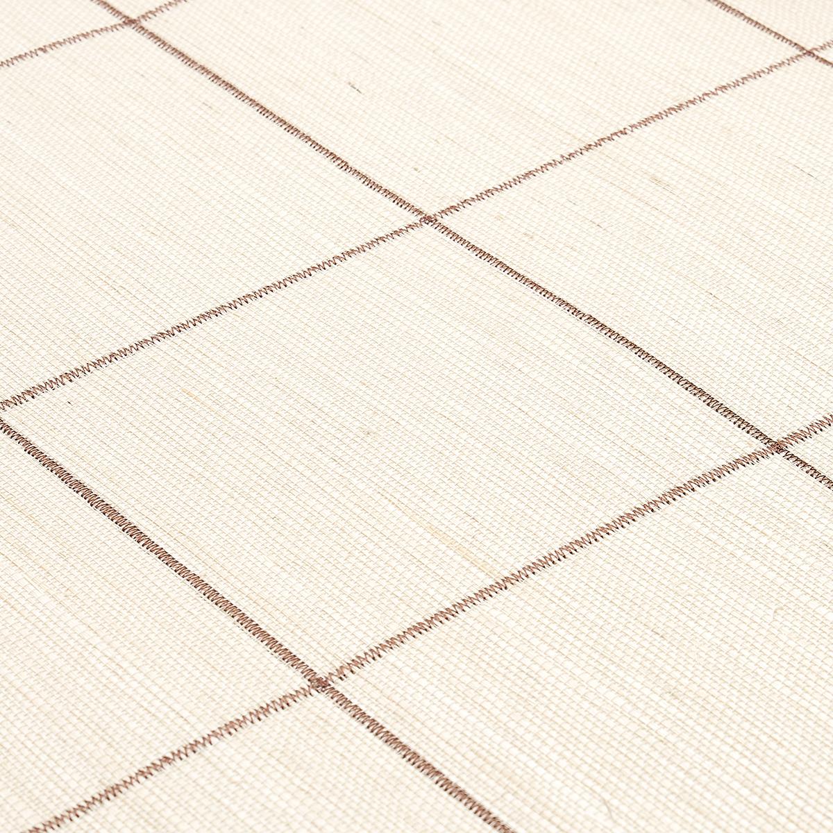 Schumacher Windowpane Embroidered Sisal Java Wallpaper - Image 3