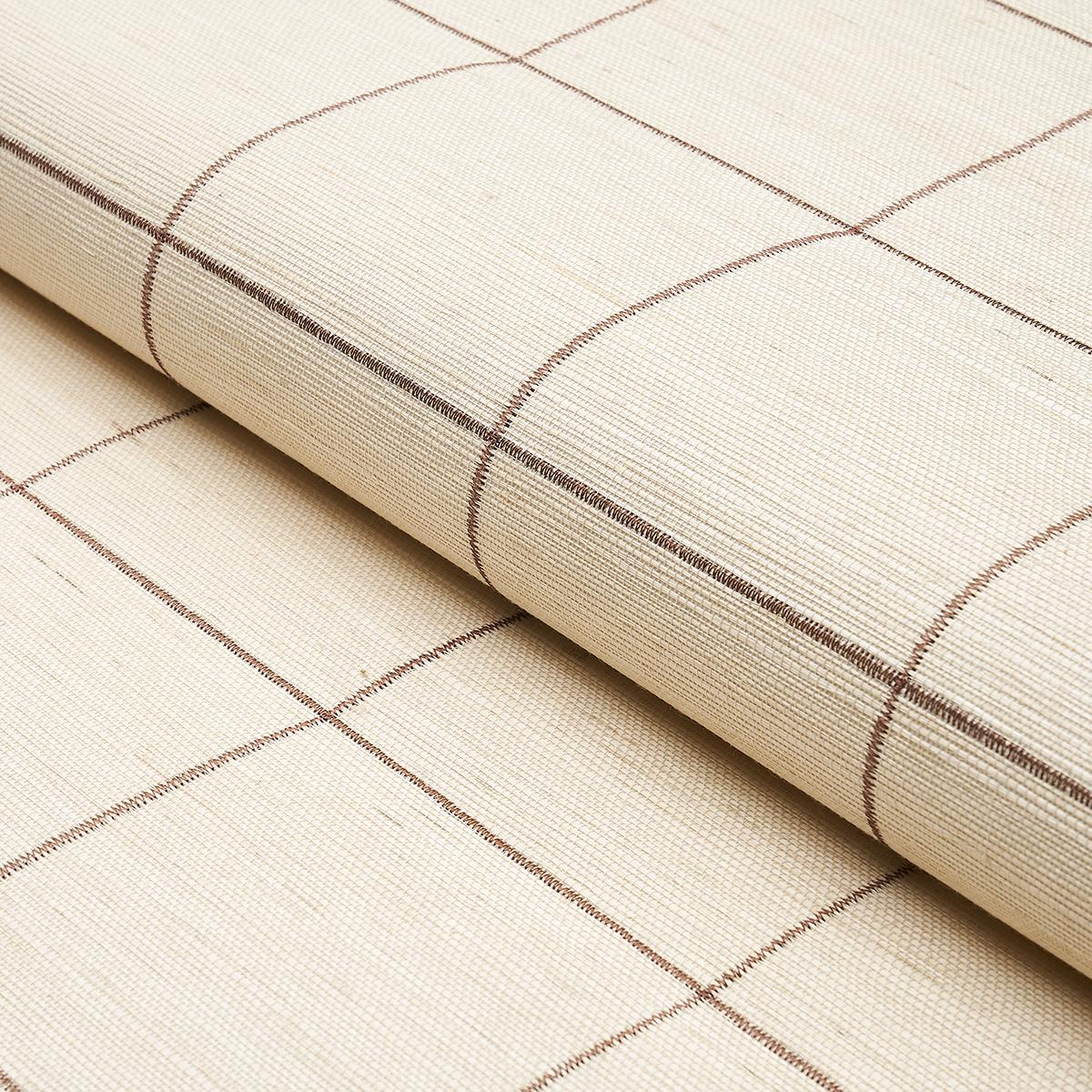 Schumacher Windowpane Embroidered Sisal Java Wallpaper - Image 4