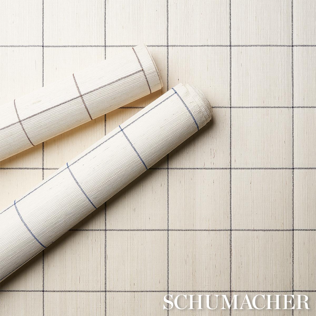 Schumacher Windowpane Embroidered Sisal Java Wallpaper - Image 5