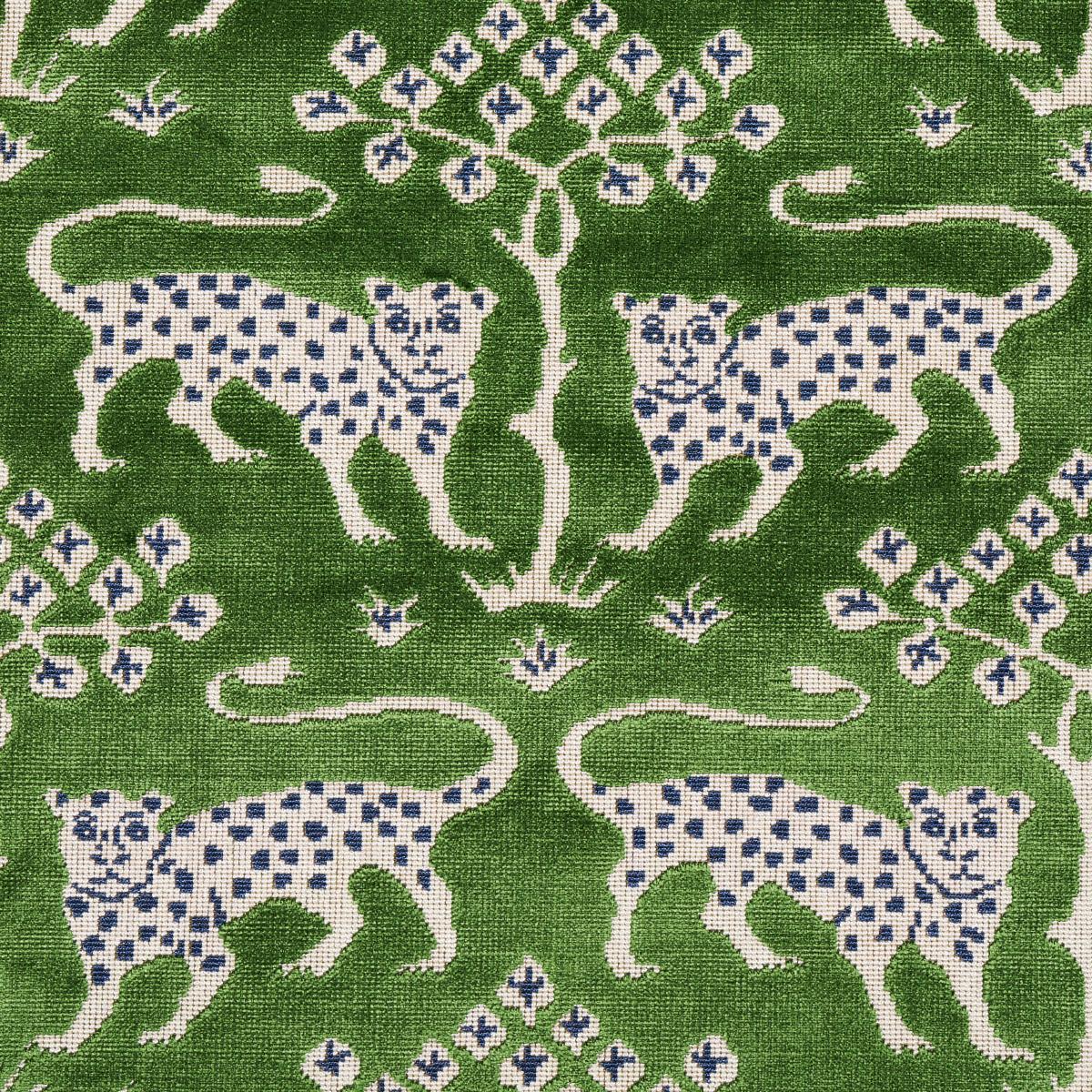 Schumacher Woodland Leopard Velvet Emerald Fabric - Image 3