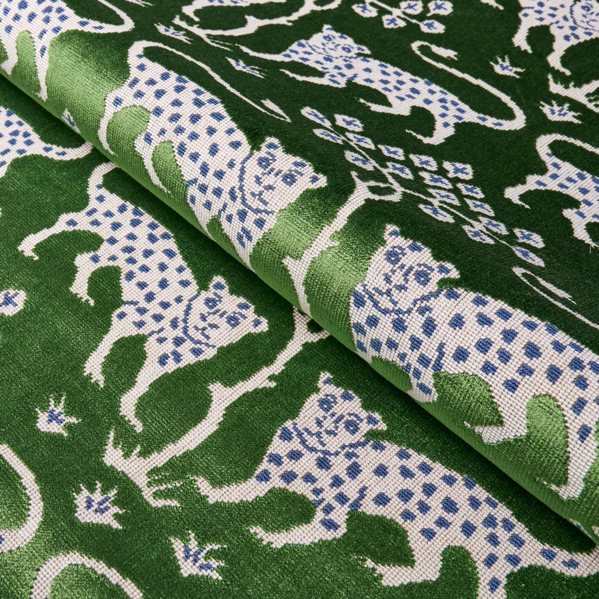 Schumacher Woodland Leopard Velvet Emerald Fabric - Image 4