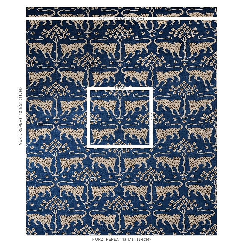 Schumacher Woodland Leopard Velvet Sapphire Fabric - Image 2