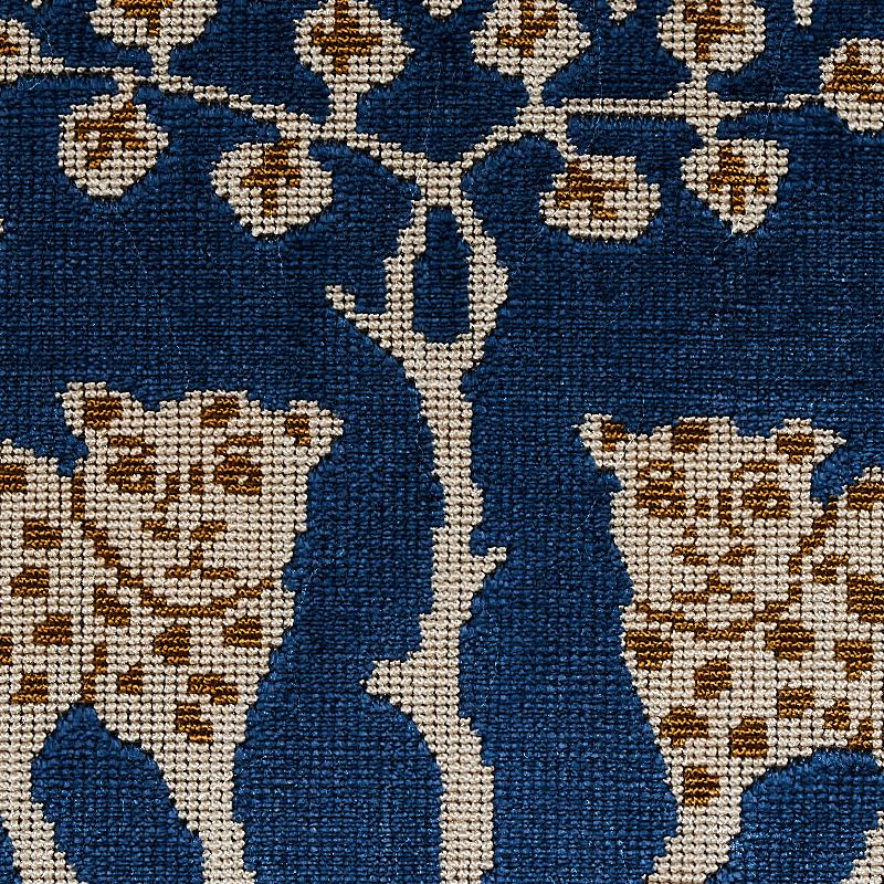 Schumacher Woodland Leopard Velvet Sapphire Fabric - Image 4