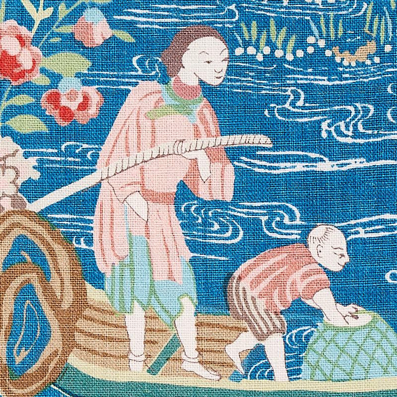 Schumacher Yangtze River Peacock Fabric - Image 4