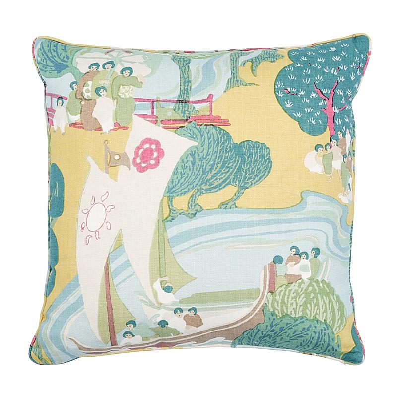 Schumacher Yellow 22" X 22" Pearl River Pillow