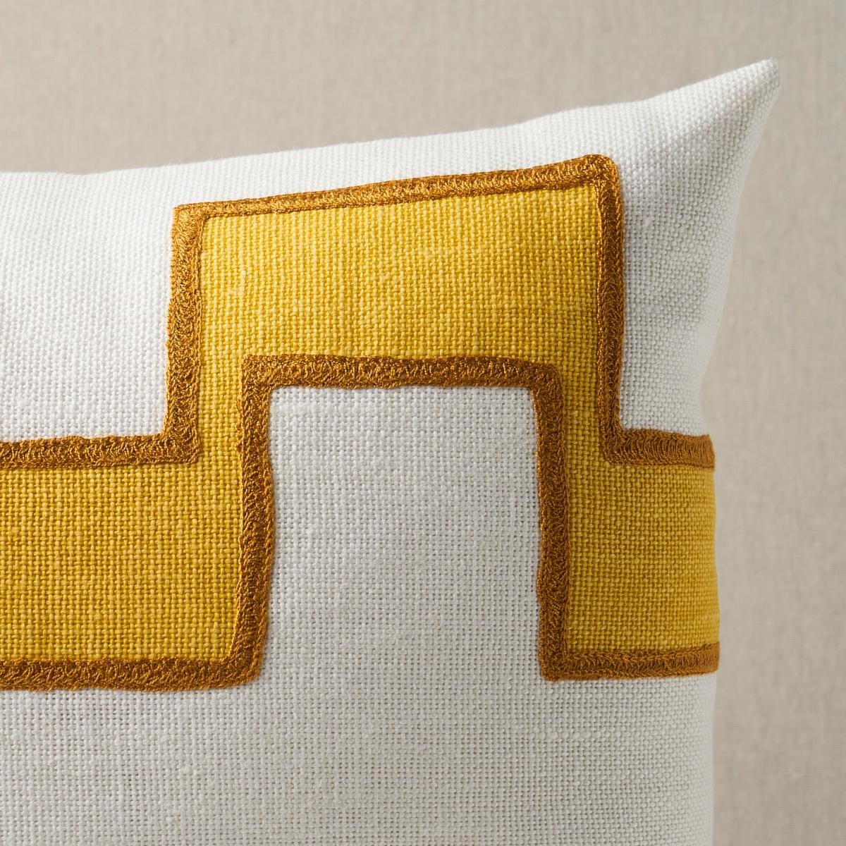 Schumacher Yellow 25" X 16" Dixon Embroidered Print Pillow - Image 3