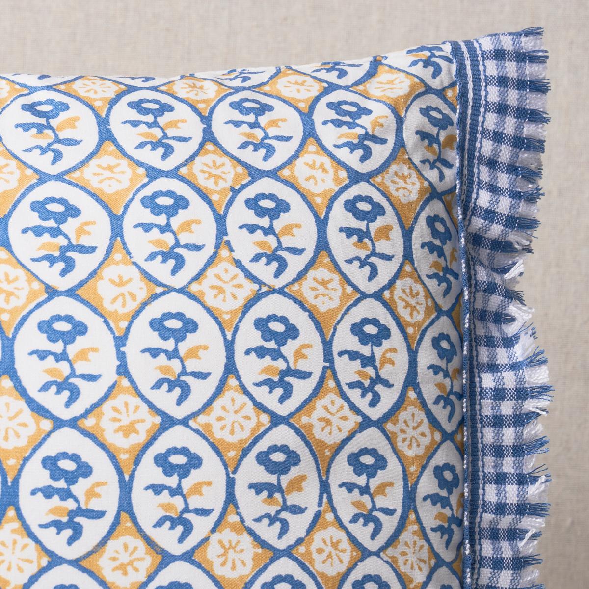 Schumacher Yellow & Blue 18" X 12" Josiane Floral Pillow - Image 3