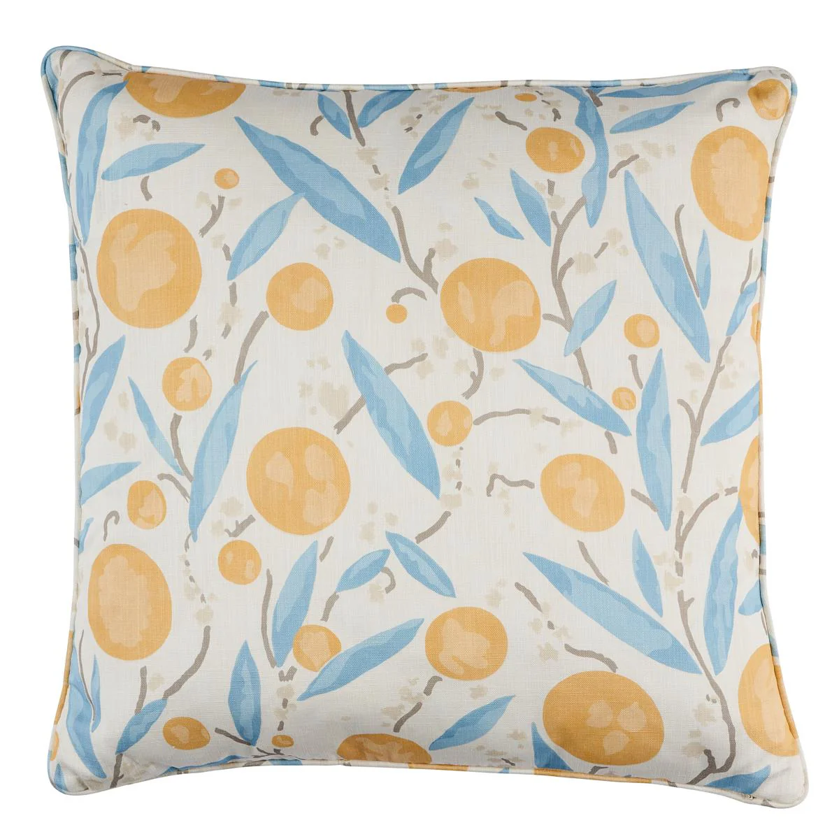 Schumacher Yellow & Sky 22" X 22" Mirabelle Pillow