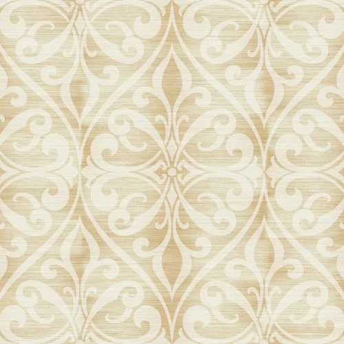 Seabrook Chambon Ogee Pumpkin And Off-White Wallpaper