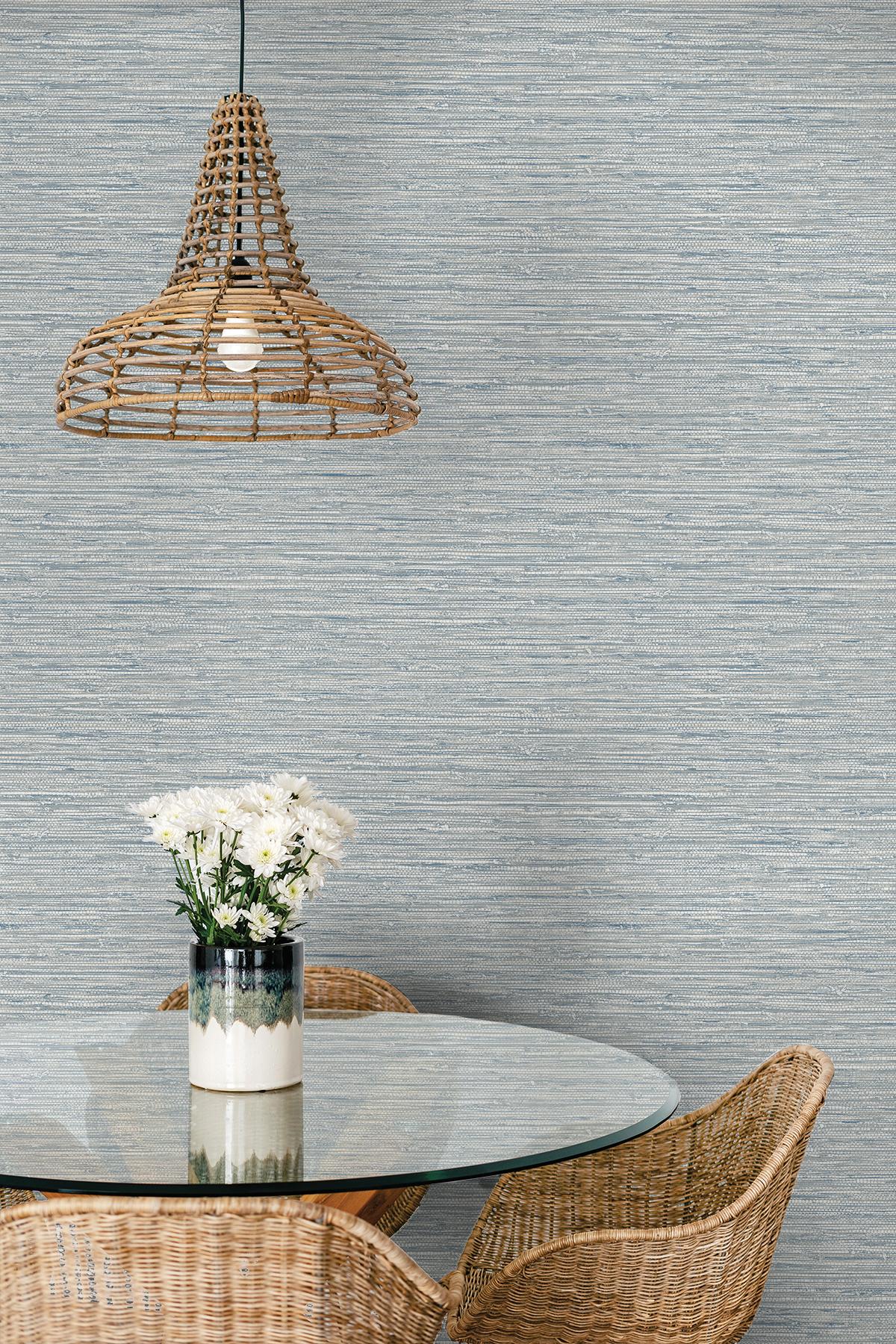 Seabrook Isla Faux Jute Fantasy Blue Wallpaper - Image 2