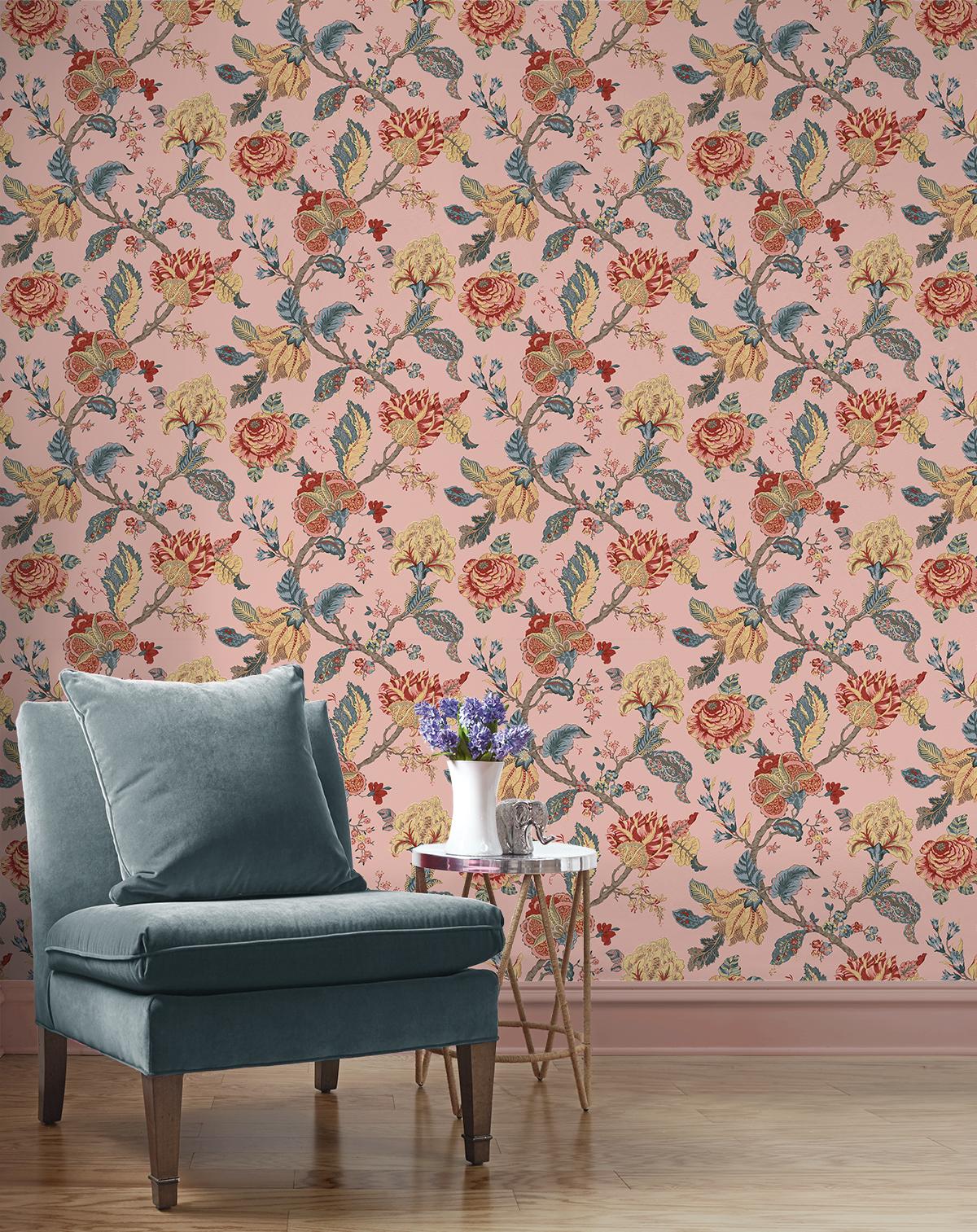 Seabrook Lana Jacobean Blush Wallpaper - Image 2