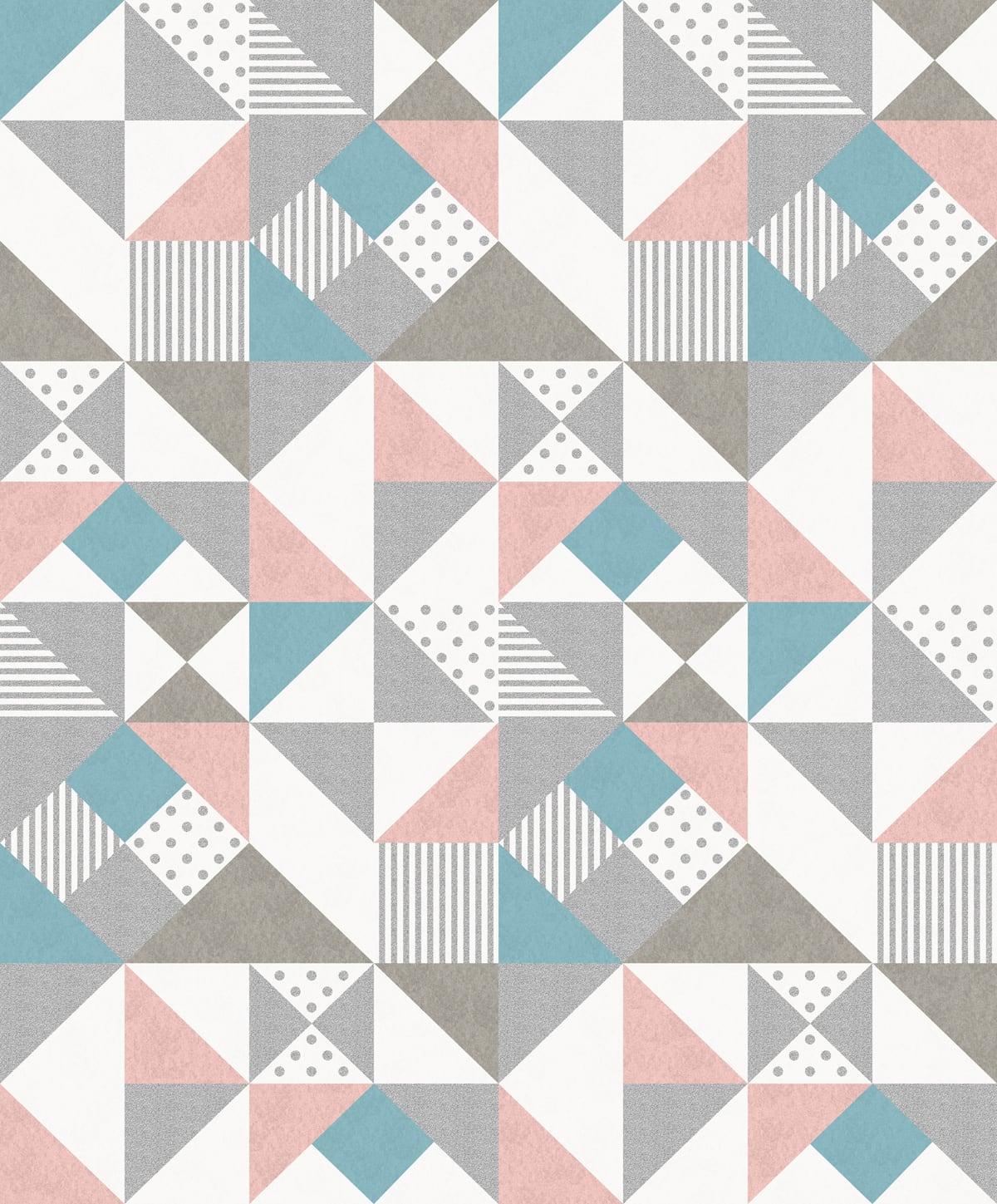 Seabrook Lozenge Geometric Metallic Silver & Perry Teal Wallpaper - Image 3