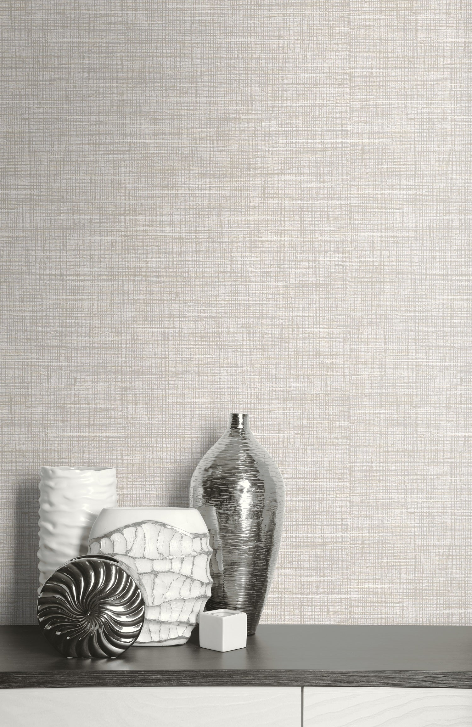 Seabrook Marble Linen Metallic Silver Wallpaper - Image 2