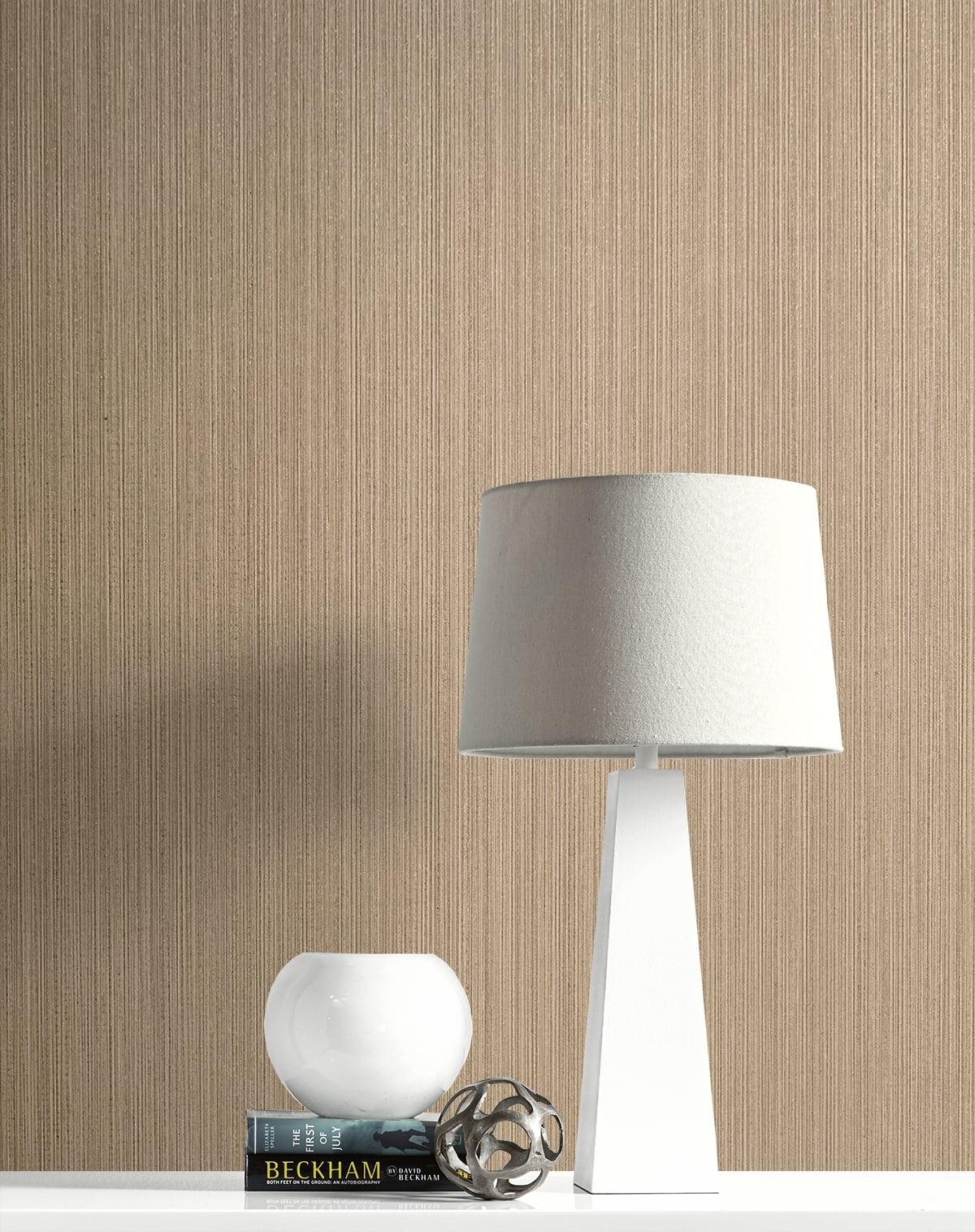 Seabrook Natural Stria Khaki & Glitter Wallpaper - Image 2
