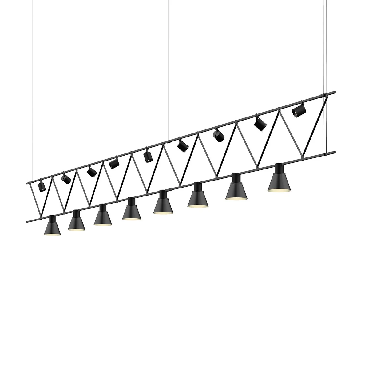 Sonneman Suspenders Satin Black 170W X 19L X 21H Pendant
